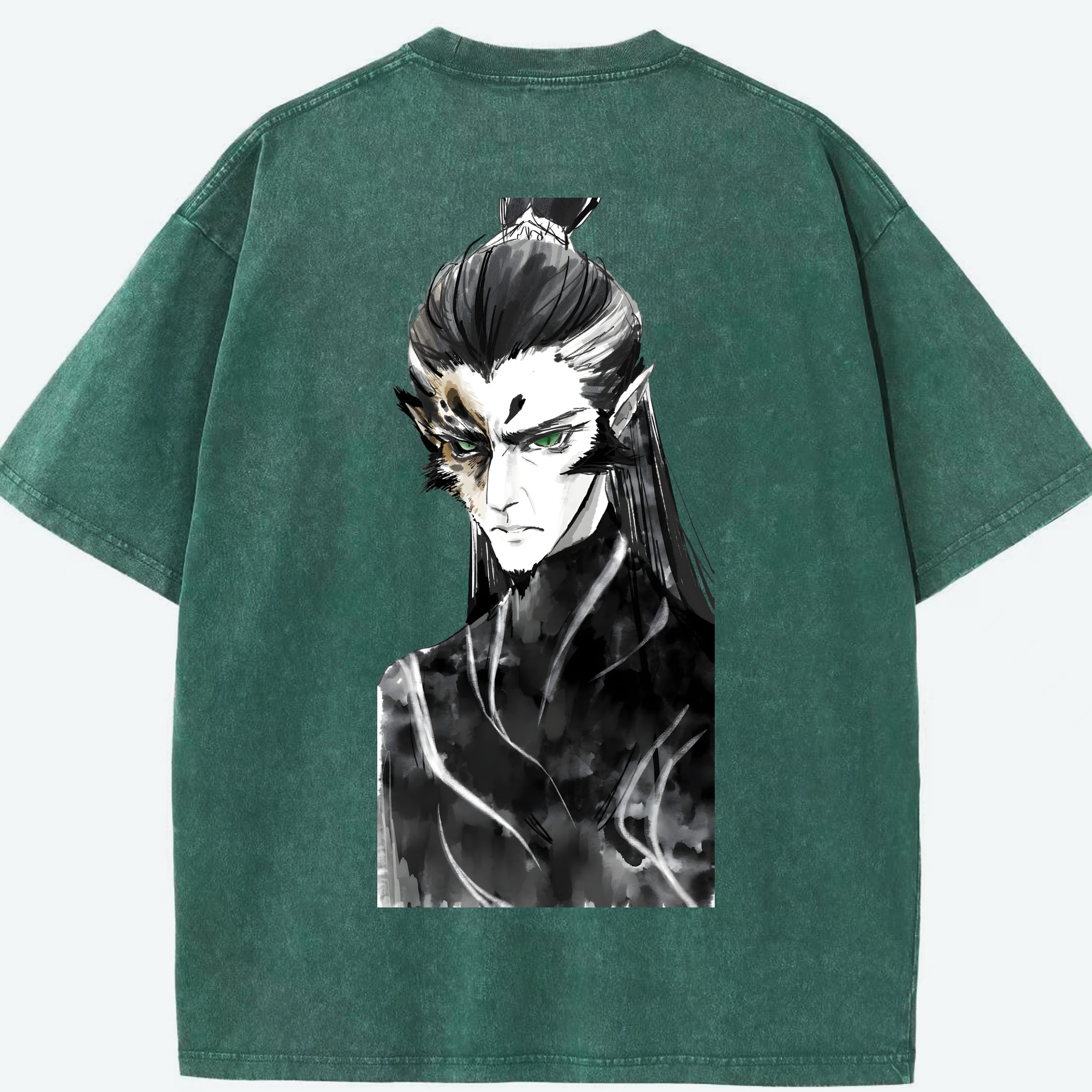 （画像用） Ne Zha 2 ナタ 魔童の大暴れ 綿100% ヴィンテージ風 半袖Tシャツ（背面プリント）